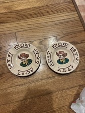 PAIR OF TWO Vintage Westward Ho Wallace Ashtray China USA ashtray bust design  picture