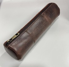 MILITARIA STUFFS Vintage Leather Pencil 8 inches x 3 x 3 inches, Brown picture