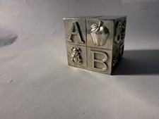 Vintage Silver Plated ABC Baby Block Coin Bank Alphabet Animals Hong Kong picture