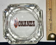 Vintage Bonanza Steakhouse Clear Glass Ashtray Branding Iron B Flame Graphic 4