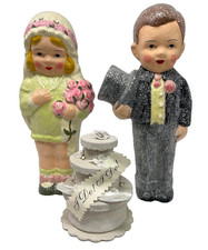 Bethany Lowe Wedding Cake Couple Teena Flanner Figurines Bride Groom Retro picture