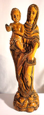 Awesome Hand Carved 13 in Mother & Child Olive Wood Jerusalem Israel Detailed picture