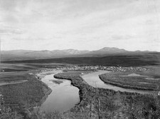 View of town mountains and streams between circa 1900 and circa 1930 Old Photo picture