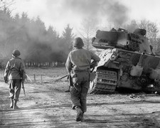 US Soldiers Examining a Knocked-Out King Tiger Tank WWII 8x10 Print HT4136935 picture