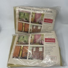 Owens Corning Fiberglass Curtain Panel Gold Vintage MCM NOS New 48”x36” (2) picture