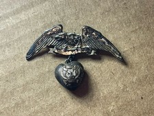 Vintage Truart Sterling Silver Sweetheart Heart Eagle Pin Brooch picture