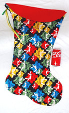 GIANT CHRISTMAS STOCKING PRETTY CHRISTMAS BOWS PRINT, NEW  USA picture
