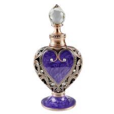Vintage Purple Perfume Glass Bottle Crystal Openwork Refillable Metal Empty Gift picture