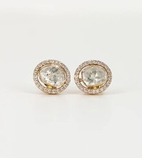 Diamond Polaki Silver Sterling Silver 925 Stud, Polki Jewelry, Pave Diamond Ring picture