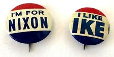 Eisenhower & Nixon Election Pins, 1950s, About the Size of a Nickel, Good Shape picture