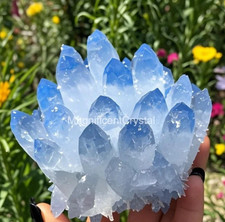 2025Rare Raw Blue Quartz Crystal Cluster Natural Rough Geode Reiki Art Decor picture
