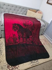 Vintage Reversible Blanket Lion Red 62