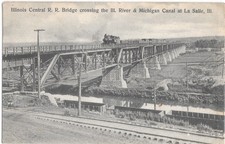 Illinois Central RR Bridge La Salle IL Train c1910 Rotograph Postcard picture