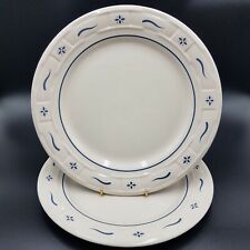 Longaberger Pottery Woven Traditions Classic Blue Dinner Plates (2) E. LIVERPOOL picture
