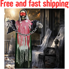 Halloween Decorations Outdoor, 6 Ft Large Animated Grim Reaper with Big Chain... picture