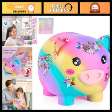 Large Unbreakable Piggy Bank for Girls - Customizable Money Savings Bank with DI picture