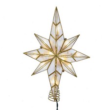 Kurt Adler 10-Light 11.4-Inch Capiz Bethlehem Star Treetop, Gold, White picture