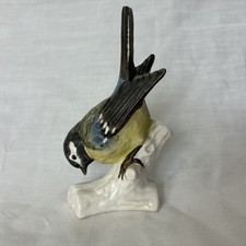 Goebel West German Blue Tit Bird Figurine Bisque Ornament Hummel Vintage picture