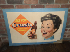 1940s Orange Crush Soda Advertising Sign Soda Fountain 3'x2' Cardboard RARE Orig picture