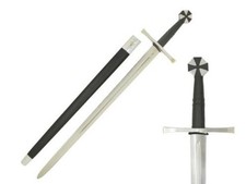 Medieval Warrior Tempered Steel Teutonic Crusader Sword w/Cross Guard & Pommel picture