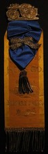1880's-90's NIAGARA HOSE CO RIBBON BADGE FIRE HOSE WAGON PIN BAR - NIAGARA FALLS picture