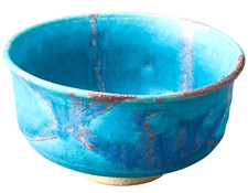 Shigaraki Ware Pottery Matcha Tea Bowl Turquoise Blue Φ14×H7.5cm 580ml Unused JP picture