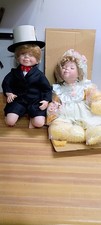 Porcelain Bride & Groom Doll Set. Brand New In Original Box Never Used Mint Cond picture