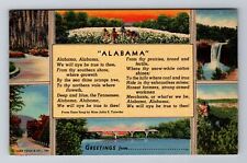 Greetings From Alabama, Poem, Montage Of Images, Antique, Vintage Postcard picture