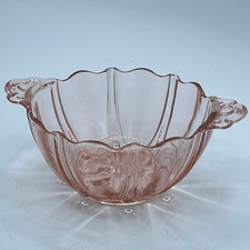 Anchor Hocking Oyster and Pearl pink depression glass handled bowl. picture
