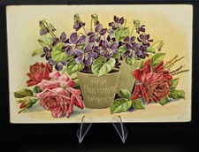 Lot 5 Antique Embossed Floral Birthday Easter Tazewell VA Postcards 1909 picture