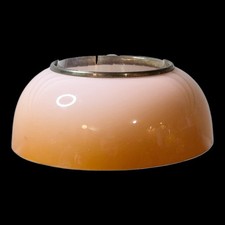 Antique Opal Peach Fade Cased Glass Oil Lamp Diffuser Shade w Brass Fitter Ring picture