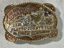 Tres Rios Silver 2016 Platte Co Fair Grand Champion Sr Poultry 4-H Belt Buckle picture