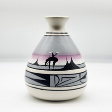 Vintage Cedar Mesa Pottery Vase Signed Lyn End of the Trail Southwestern 9
