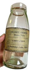 Antique 1880 Shaker Society Chow Chow Bottle Sabbathday Lake Maine Label picture