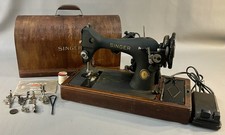 1950’s Vtg Singer Portable Sewing Machine BZ 9-8 W/Acc, Foot Pedal, Case & Key picture