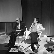 Eric Rohmer Jean Paul Pige�t in studio for the television series N- Old Photo picture