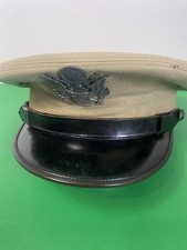 WW2 USMC Marine Corps Officer Khaki Visor Cap Hat Berkshire Quantico ID'd  picture