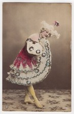 PRETTY DANCER : COSTUMED : RISQUE : LIFTING DRESS : GLITTER : GERMAN RPPC : 1906 picture