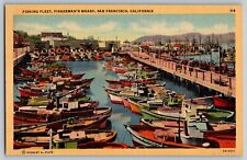 San Francisco, California - Fishing Fleet - Fisherman's Wharf - Vintage Postcard picture