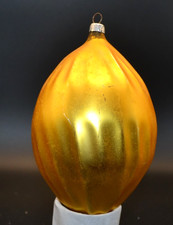 Vintage Gold Ribbed Mercury Glass Jumbo Christmas Ornament Germany / W. Germany picture