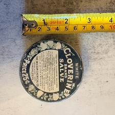 Vintage White Cloverine Brand Salve Tin Wilson Chemical Co Tyrone PA 25 Cent picture