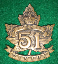 WW1 Canadian 51st Battalion (Edmonton, Alberta) Cap Badge - Canada CEF some wear picture