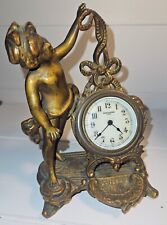096 - Antique New Haven Clock Co. Cherub Clock w/ Ring Holder picture