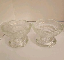 Anchor Hocking Clear Pebbled Glass Taper or Votive Candleholders  Pedestal... picture