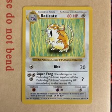 Raticate 40/102 Base Set Shadowless WOTC Pokemon Card LP Condition picture