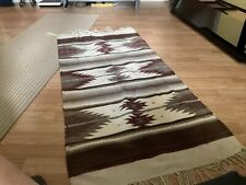 Vintage Southwestern Mexican Native Wool Rug Tapestry 27x58 picture