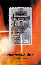 Vintage 1984 Smokey Bear USPS Post Office Promo Poster 14x21 Save Smokey Bear picture