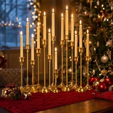 Bulk 30PCS Gold Metal Candlestick Holders Taper Candle Holder Set picture