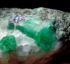 Numerous FINE Beryl var. Emerald Crystals w/ Molybdenite in Matrix: 188g-Brazil picture