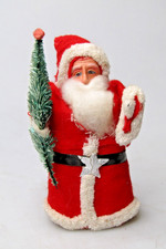 Vintage Cardboard Batting SANTA w Tree 4